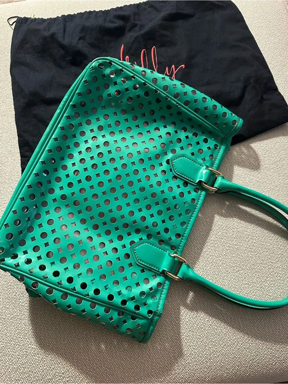 Milly Emerald Green Laser-Cut Tote